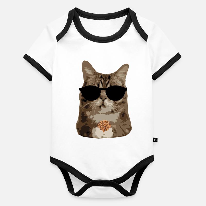 Cat biscuit sunglasses - chill Organic Baby Contrasting Bodysuit