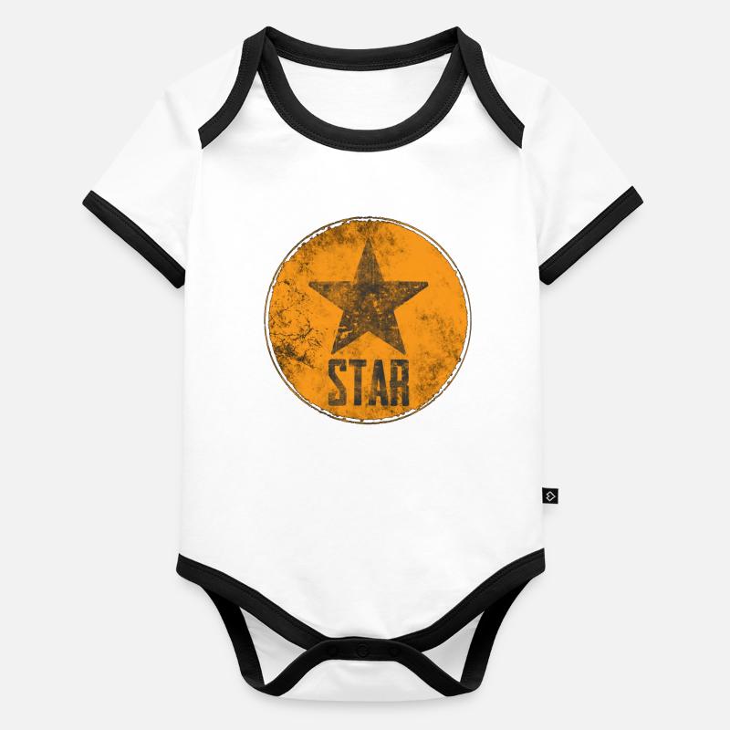 Étoile rustique avec motif « STAR » Body Bébé bio contrasté manches courtes