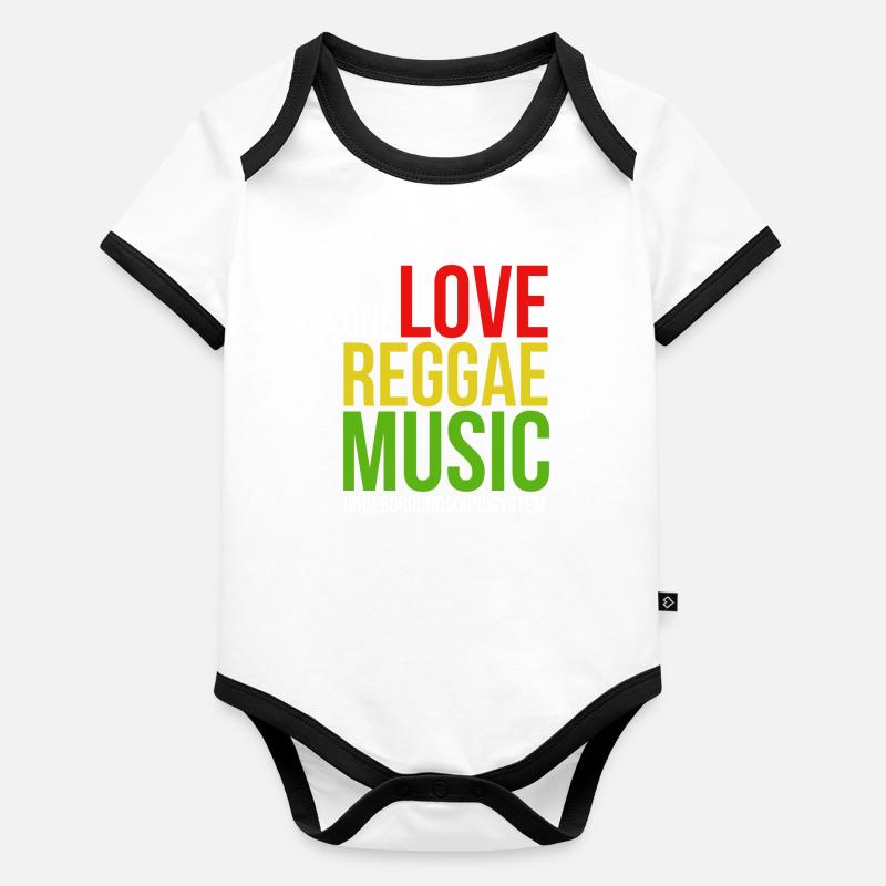 One Love Conception musicale Reggae Body Bébé bio contrasté manches courtes