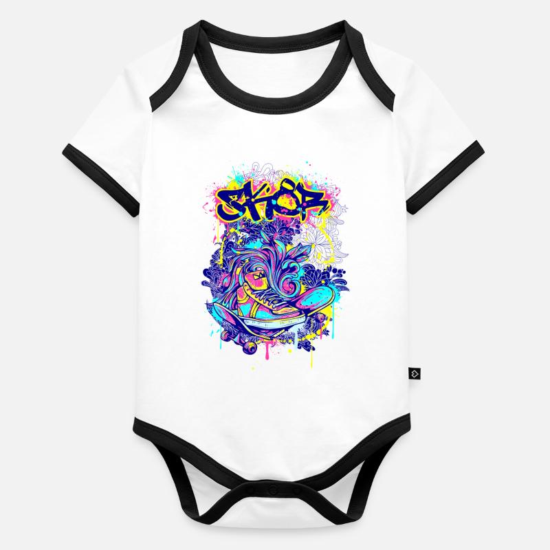 Skater SK8 Body Bébé bio contrasté manches courtes