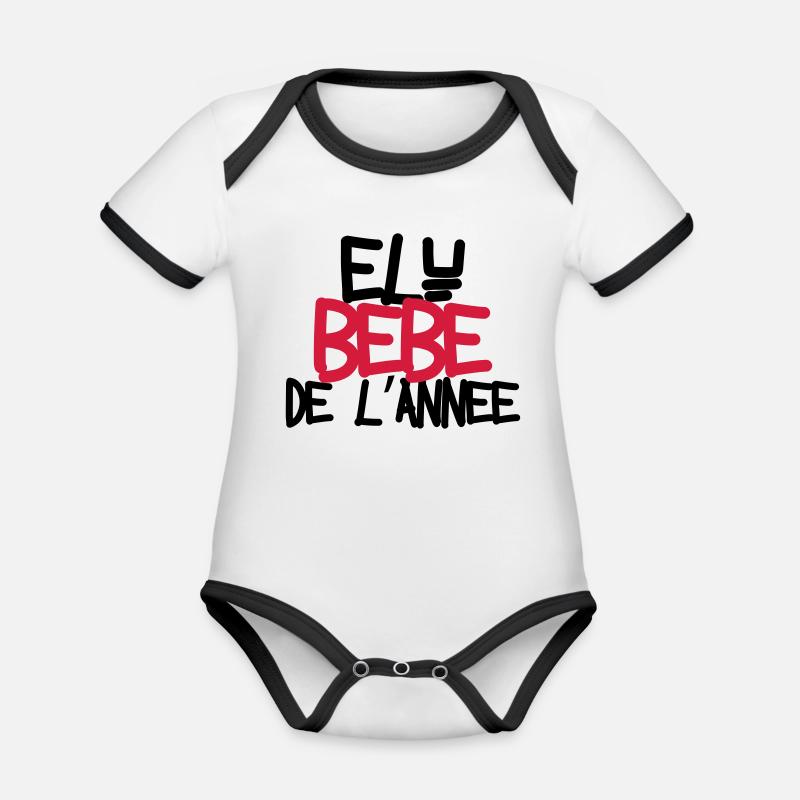 Bébé de l'année ! - Body Bébé bio contrasté manches courtes - blanc/noir