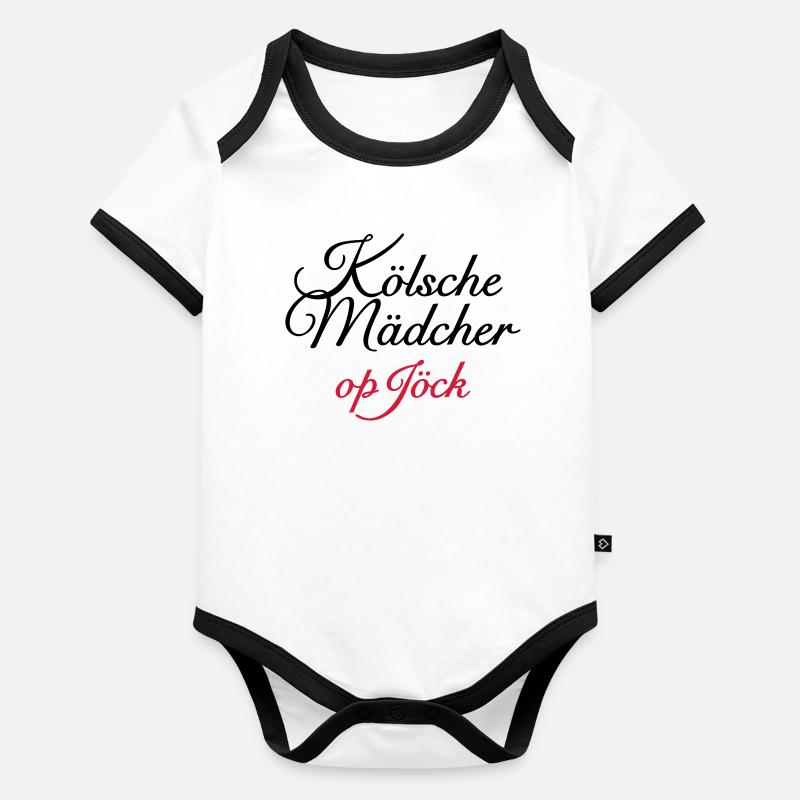 Kölsche Mädcher op Jöck Mädchen aus Köln unterwegs Baby Bio-Kurzarm-Kontrastbody