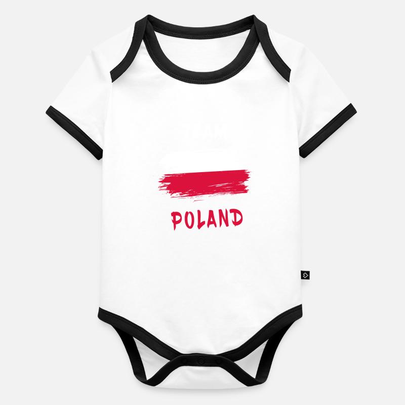 Team Pologne / Drapeau Body Bébé bio contrasté manches courtes