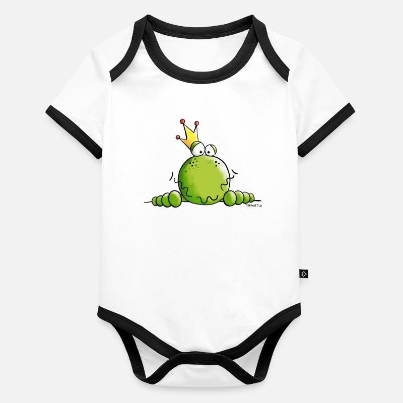 Frosch mit Krone Baby Bio-Kurzarm-Kontrastbody