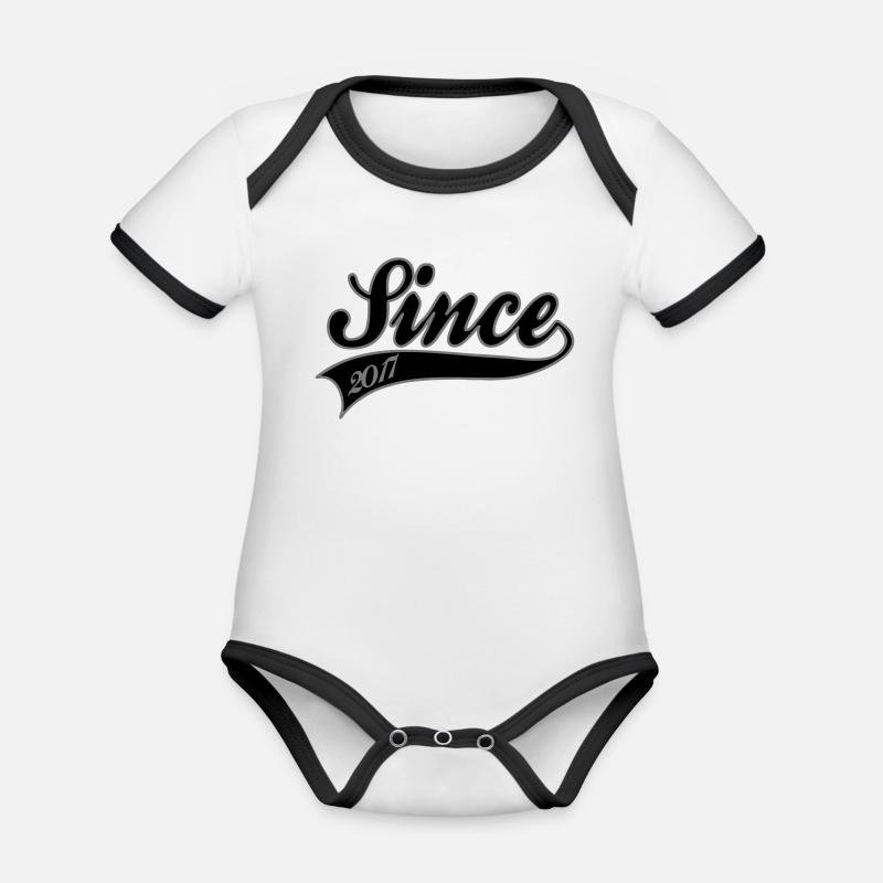 Since 2017 Vintage Script | Retro Anniversary Art - Organic Baby Contrasting Bodysuit - white/black