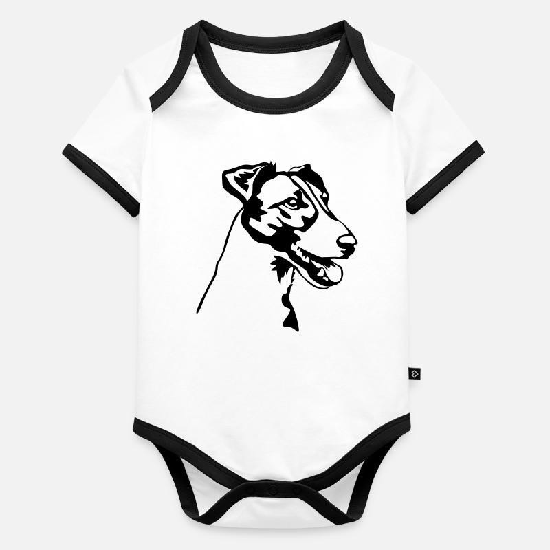 Tête de Fox Terrier Body Bébé bio contrasté manches courtes
