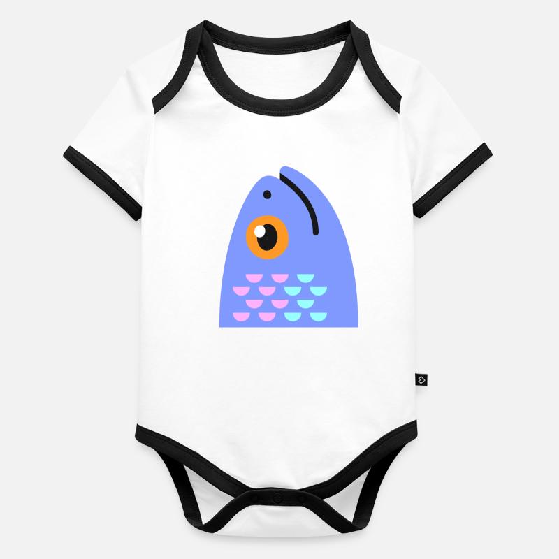 Poisson sucré Body Bébé bio contrasté manches courtes