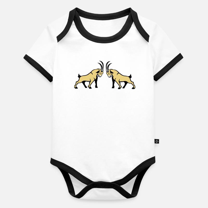 Double symétrie Beige Capricorne Body Bébé bio contrasté manches courtes
