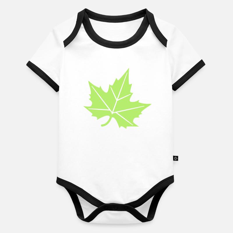 Conception de feuille de platane Body Bébé bio contrasté manches courtes