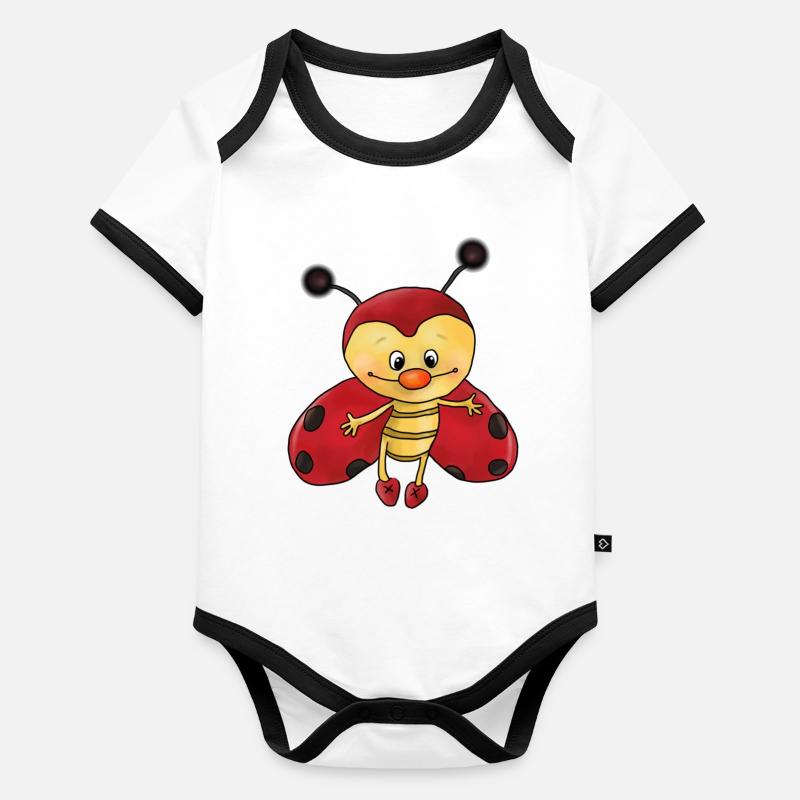 putziger Marienkaefer Baby Bio-Kurzarm-Kontrastbody