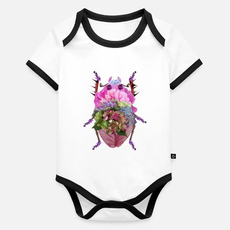 Bunter Blütenkäfer Baby Bio-Kurzarm-Kontrastbody