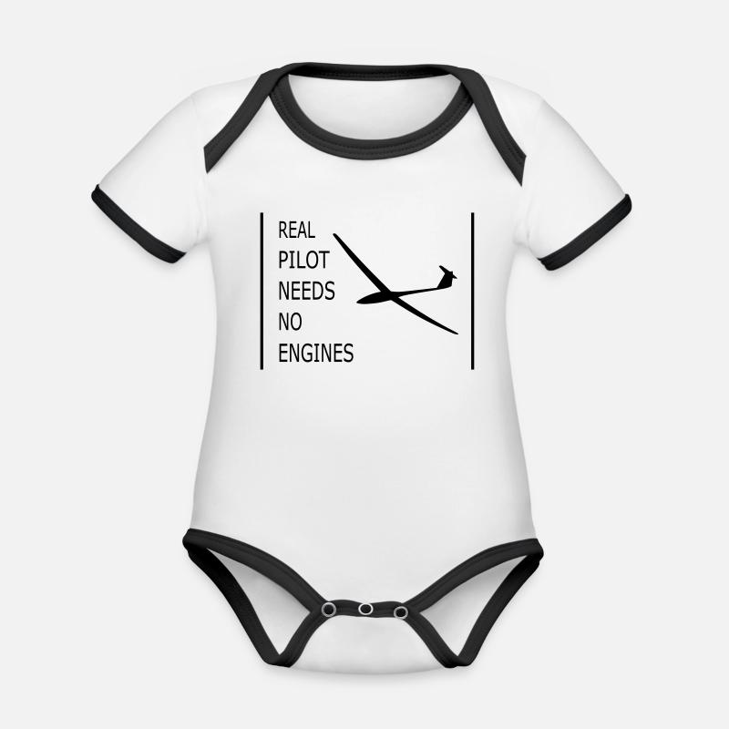 Planeur - Body Bébé bio contrasté manches courtes - blanc/noir