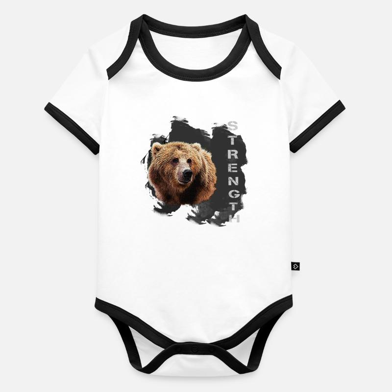 Strength, Character, Kodiak Bear Organic Baby Contrasting Bodysuit