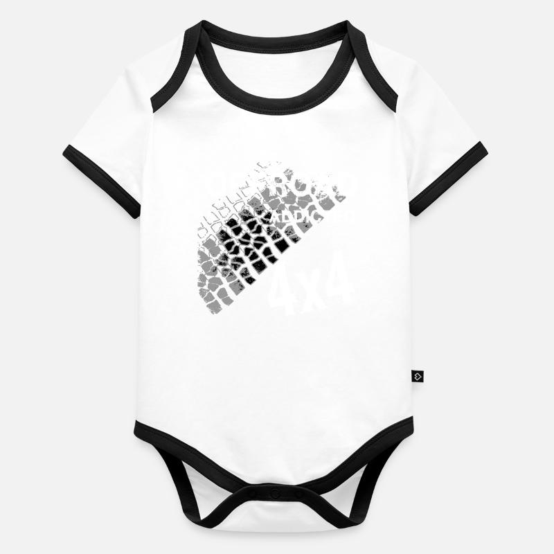 Defender Land-Rover OFF Road White Body Bébé bio contrasté manches courtes