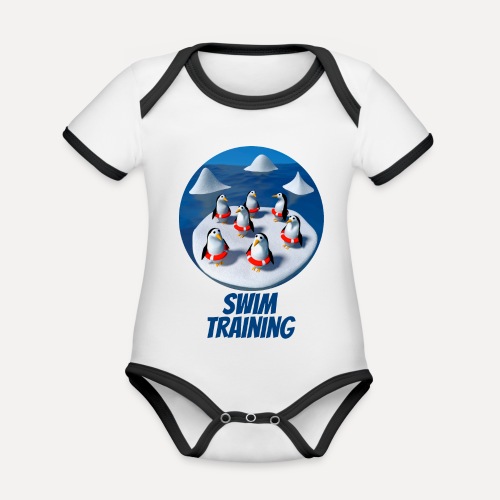 Penguins at swimming lessons - Organic Baby Contrasting Bodysuit