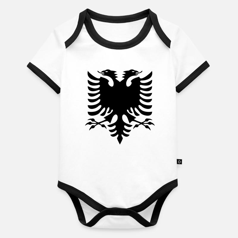 Drapeau de l’Albanie Body Bébé bio contrasté manches courtes