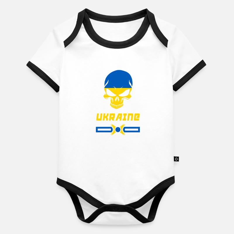 Ukraine Totenkopf Design / Geschenkidee Baby Bio-Kurzarm-Kontrastbody
