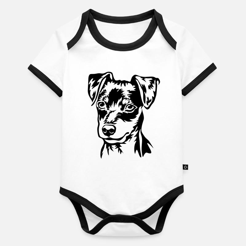 Zwergpinscher Kopf Baby Bio-Kurzarm-Kontrastbody