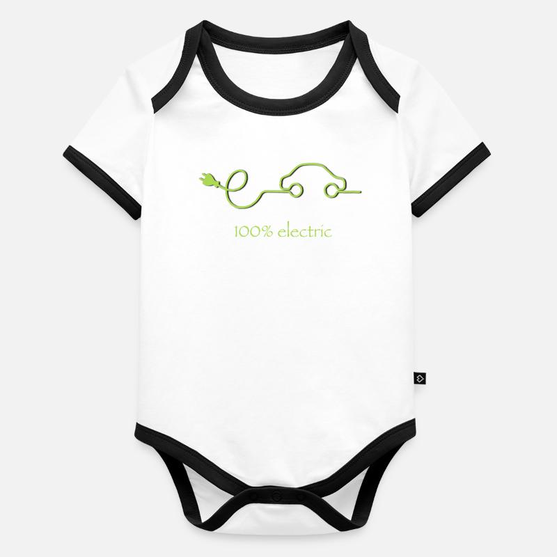 100% Electric – Green Regular Service Car Organic Baby Contrasting Bodysuit