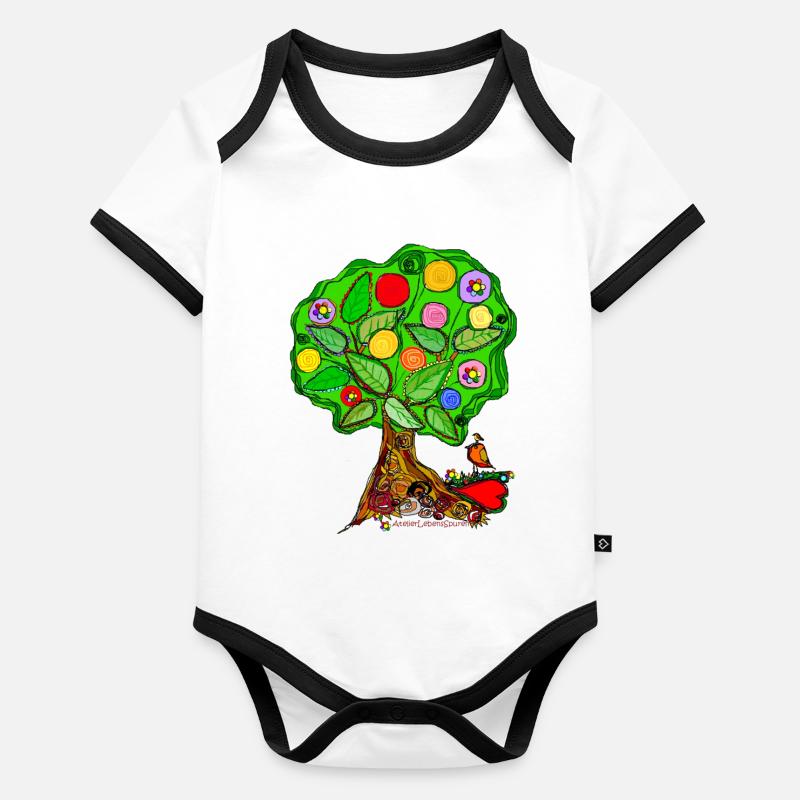 Arbre de vie Body Bébé bio contrasté manches courtes