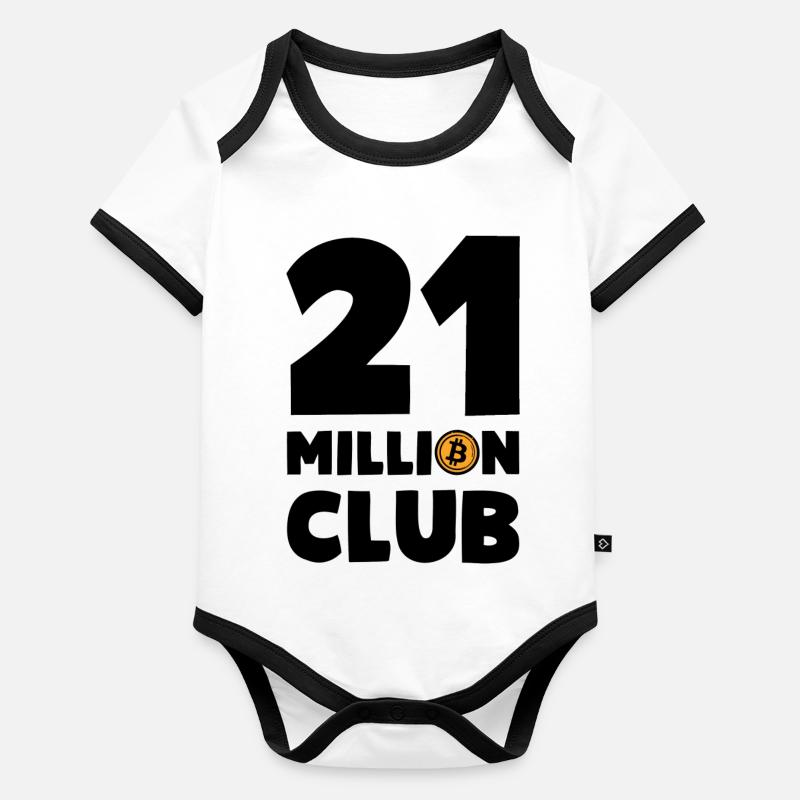 Bitcoin 21 Million Club Blockchain Devise Body Bébé bio contrasté manches courtes
