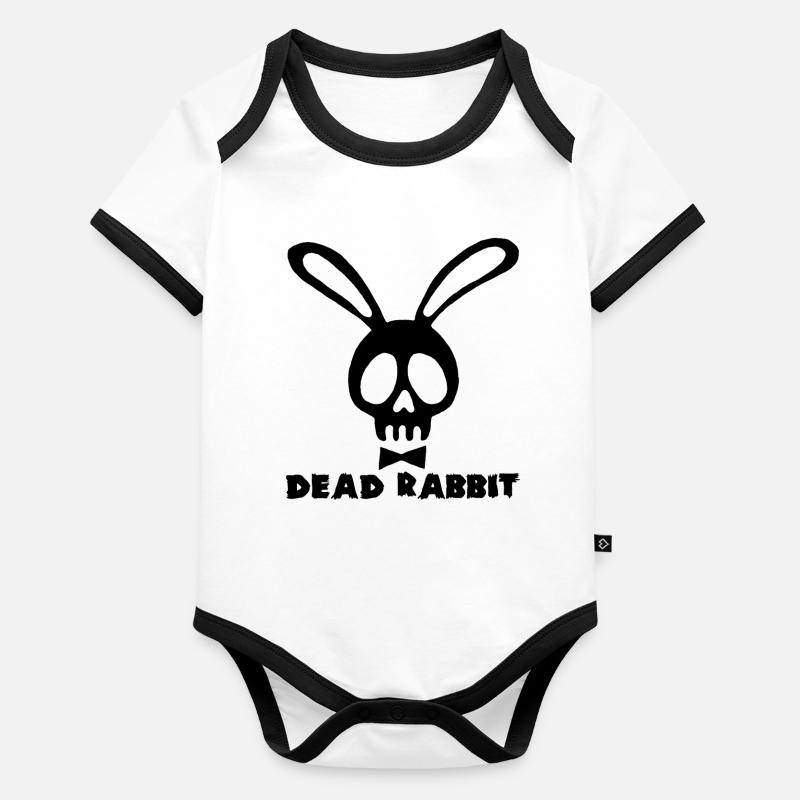 Lapin tête de mort noir Body Bébé bio contrasté manches courtes