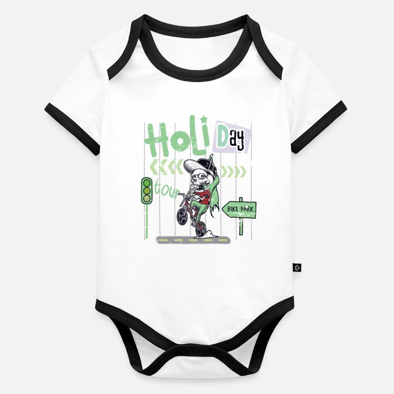 Tour du parc de vélo Body Bébé bio contrasté manches courtes