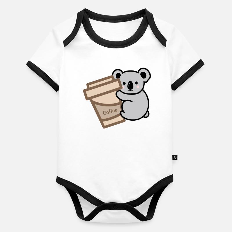 Koala Needs Coffee Organic Baby Contrasting Bodysuit