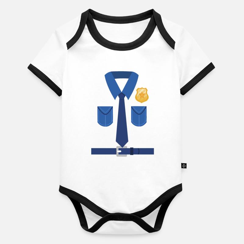Polizei Geburtstag Halloween Baby Bio-Kurzarm-Kontrastbody