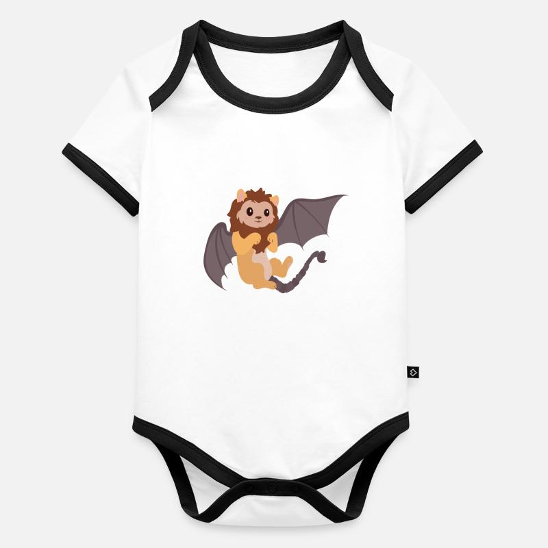 Manticore Kawaii Illustration de dessin animé pour Body Bébé bio contrasté manches courtes