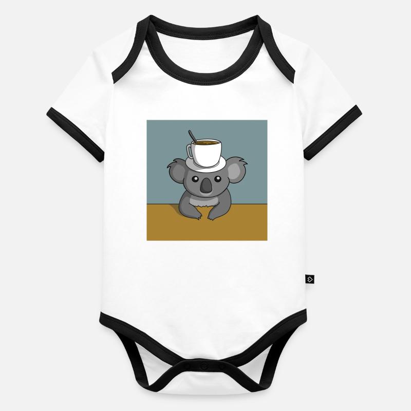 Pause café Koala Body Bébé bio contrasté manches courtes