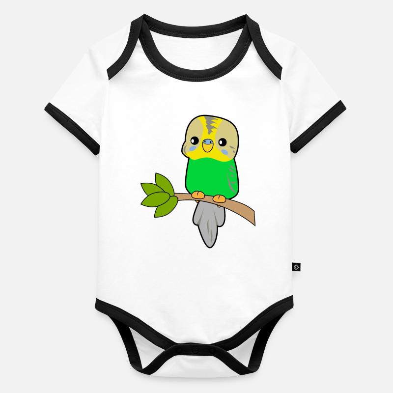 Budgerigar Parrot Organic Baby Contrasting Bodysuit