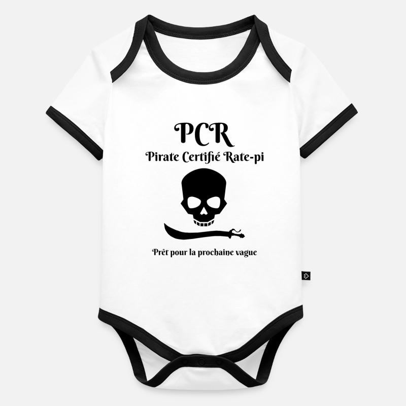 (PCR) Pirate Certifié Rate-pi Body Bébé bio contrasté manches courtes