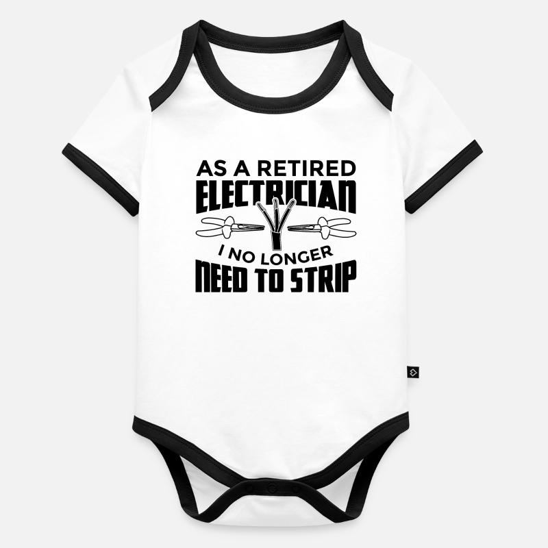Électricien à la retraite Body Bébé bio contrasté manches courtes