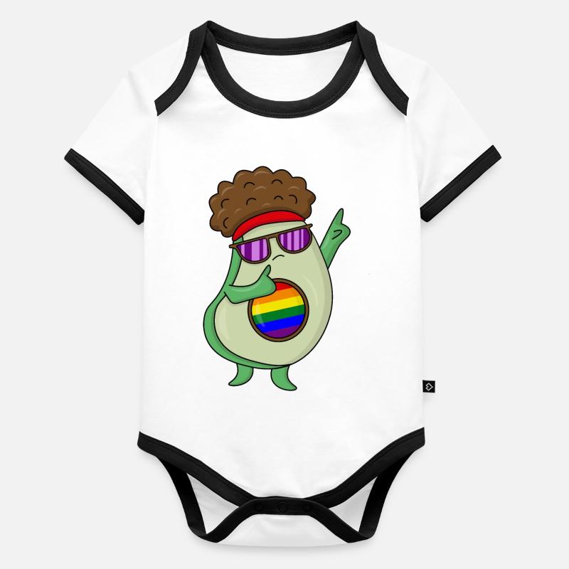 LGBT Avacado Arc-en-ciel Body Bébé bio contrasté manches courtes