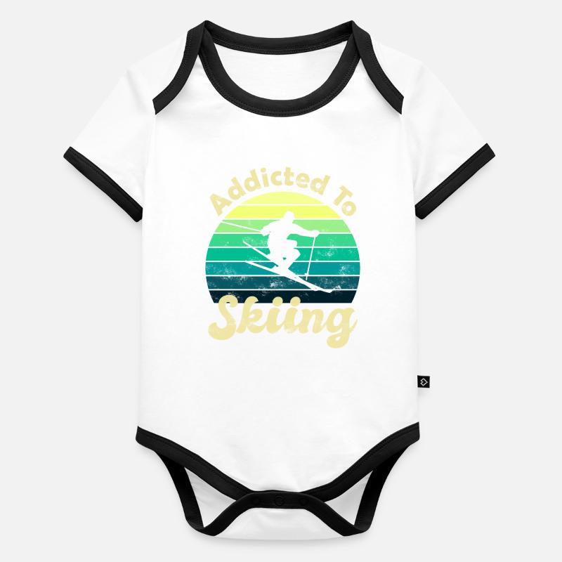 Skiing Skier Skier Ski Organic Baby Contrasting Bodysuit
