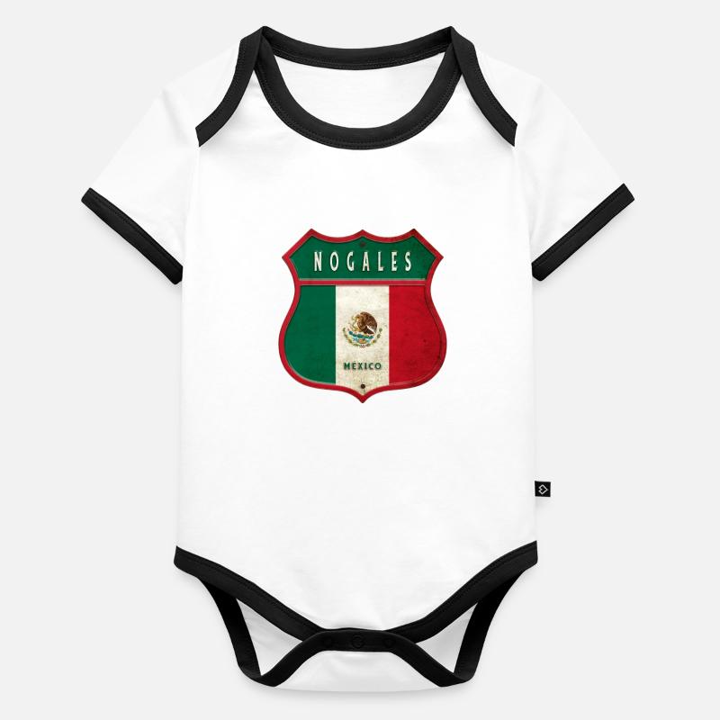 Nogales Mexiko Wappen Design Baby Bio-Kurzarm-Kontrastbody