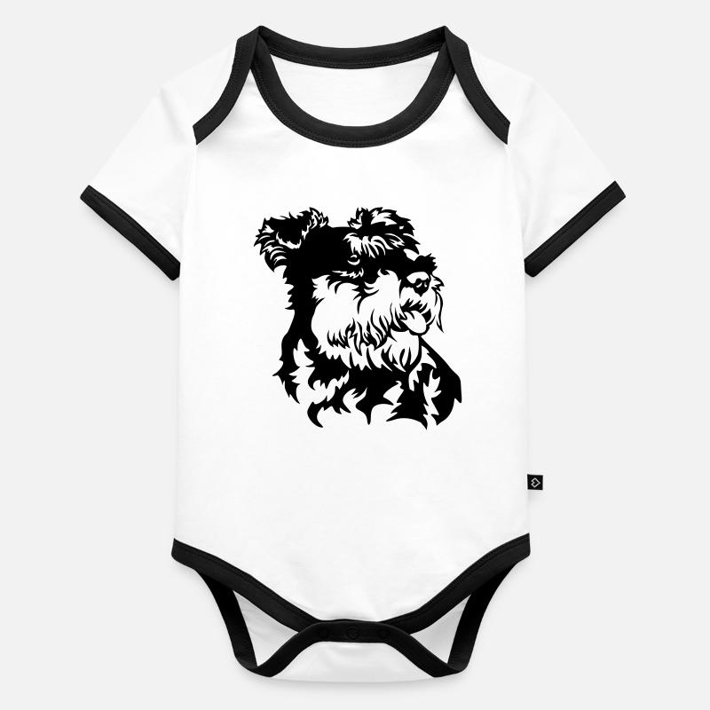 Tête de Schnauzer miniature Body Bébé bio contrasté manches courtes