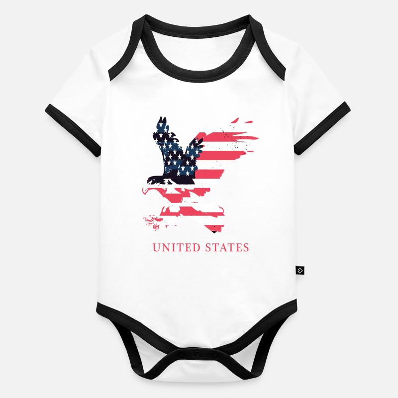 Aigle américain Body Bébé bio contrasté manches courtes