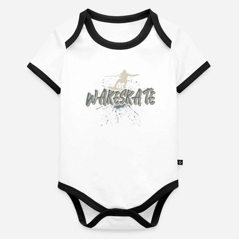 Wakeskate Wakeskating Wakeskater Wakeboard Baby Bio-Kurzarm-Kontrastbody