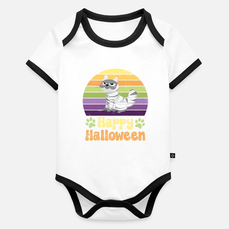 Halloween Cat Organic Baby Contrasting Bodysuit