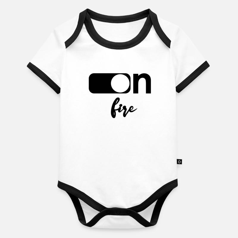 En feu Body Bébé bio contrasté manches courtes