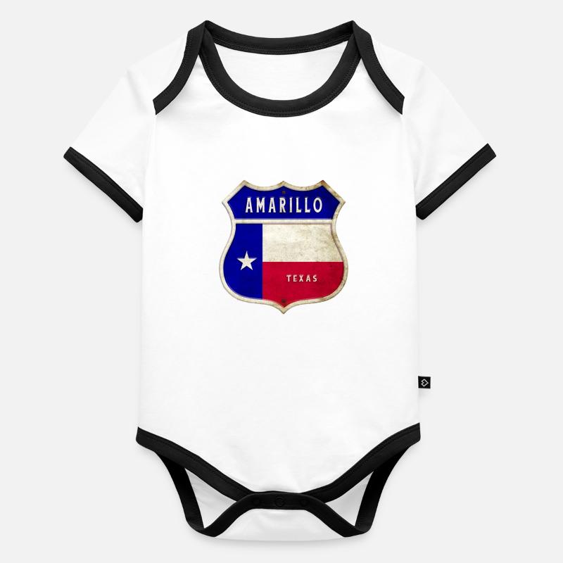 Drapeau Texas à écusson Amarillo Body Bébé bio contrasté manches courtes