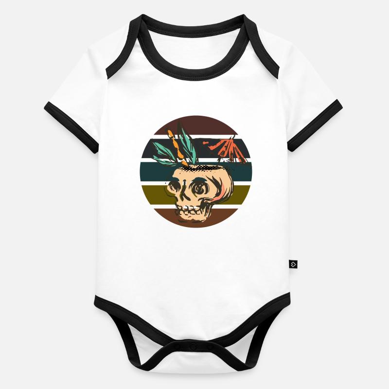 Skellet Halloween Design Body Bébé bio contrasté manches courtes
