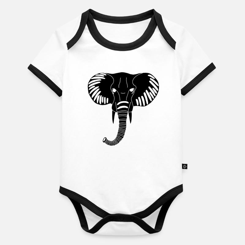 Black elephant head Organic Baby Contrasting Bodysuit