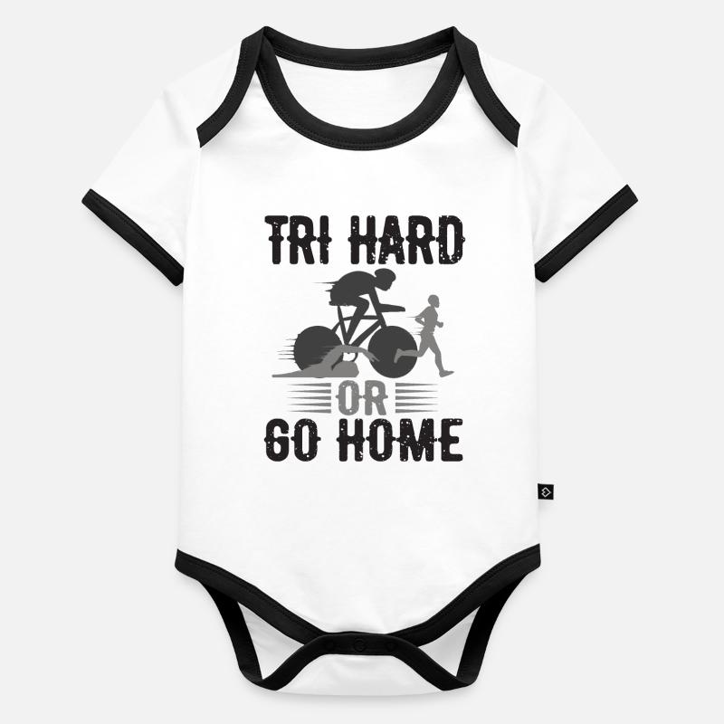 Tri Hard Or Go Home Triathlon Baby Bio-Kurzarm-Kontrastbody
