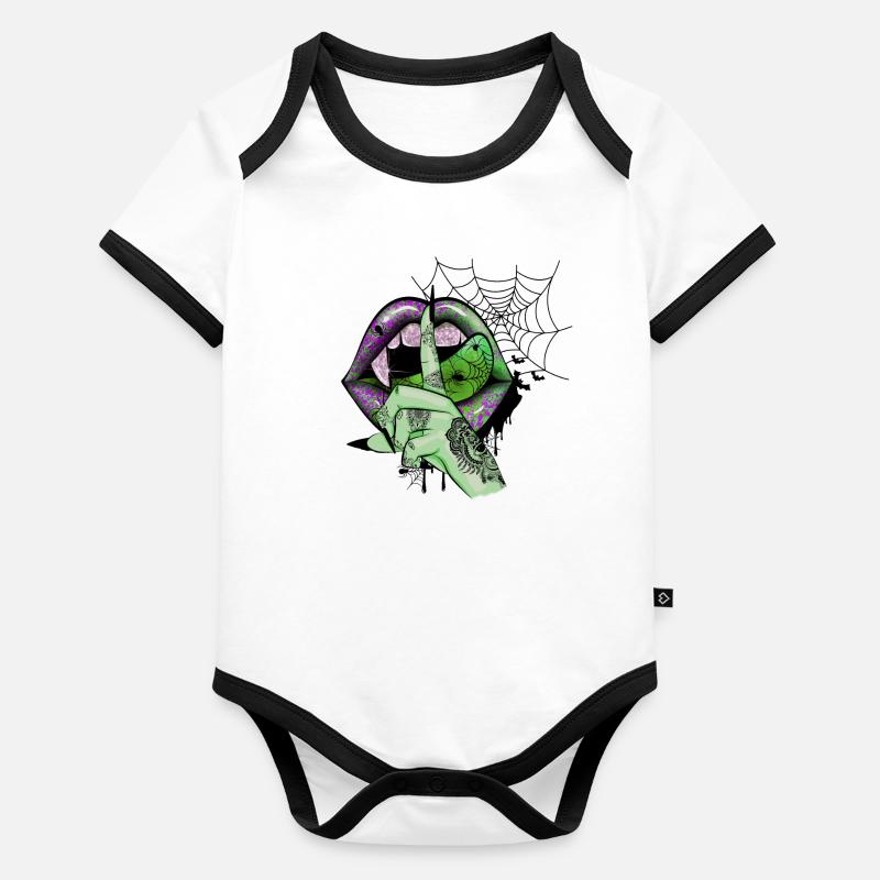 Lèvres de vampire vert Body Bébé bio contrasté manches courtes