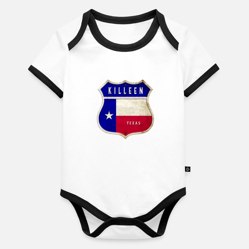 Killeen Texas Crest Flag Design Organic Baby Contrasting Bodysuit