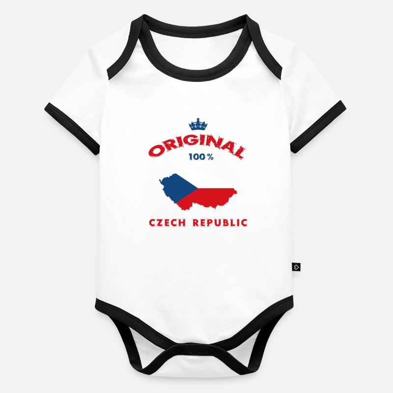 Tschechien Original 100% Flaggen Design Baby Bio-Kurzarm-Kontrastbody