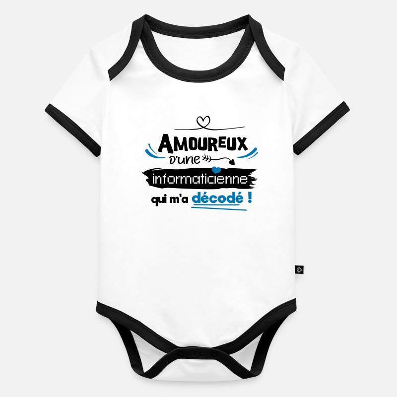 Amoureux d'une informaticienne ! humour geek Body Bébé bio contrasté manches courtes
